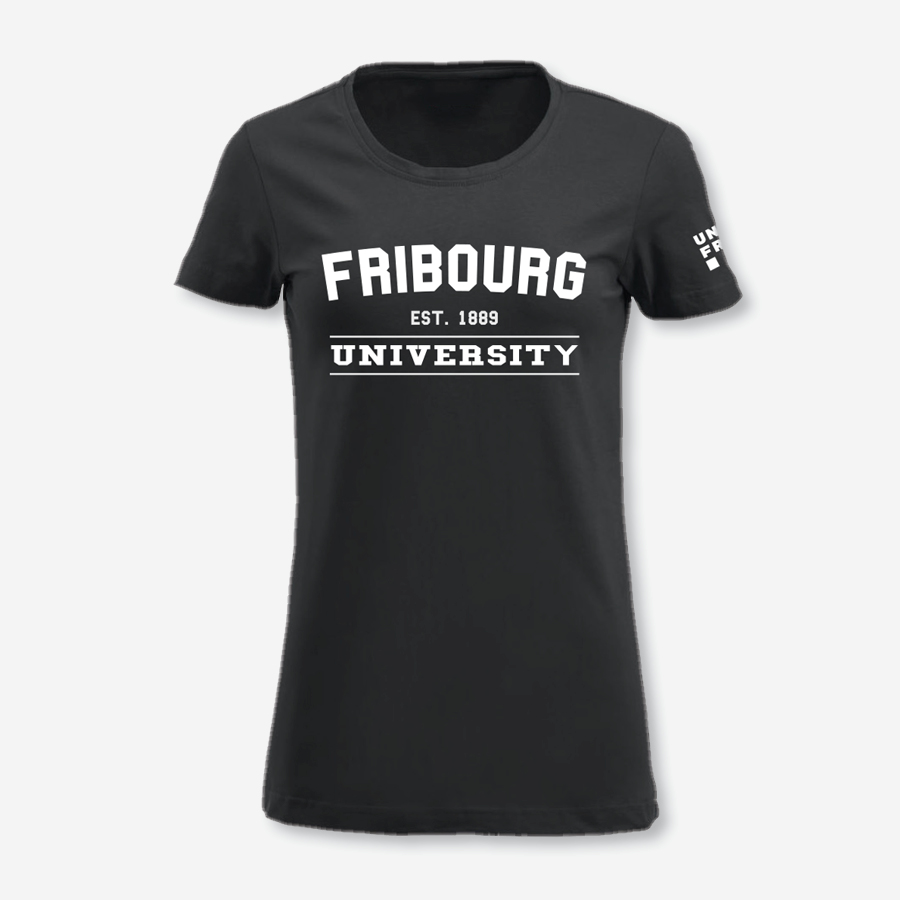 T-shirt BIO noir, col rond femme 